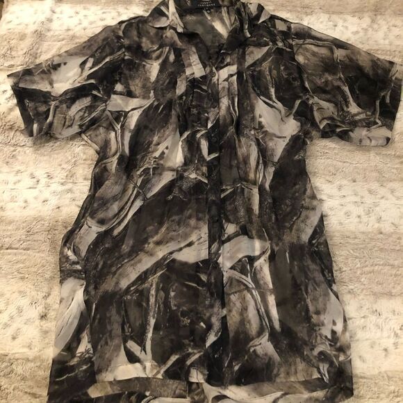 𝅺: : ROBERT RODRIGUEZ Sheer Short Sleeve Tunic or Dress Style Long Blouse : : - Picture 14 of 14